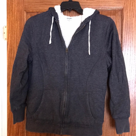 Old Navy Tops | Old Navy Sherpa Lined Hoodie, L | Color: Gray | Size: L | Jillian816nj's Closet